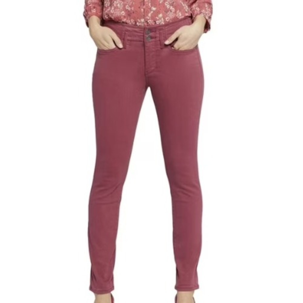 NYDJ Women's Ami Skinny Lift Tuck Cranberry Pie Ankle Jeans 14 Stretch Lift Tuck